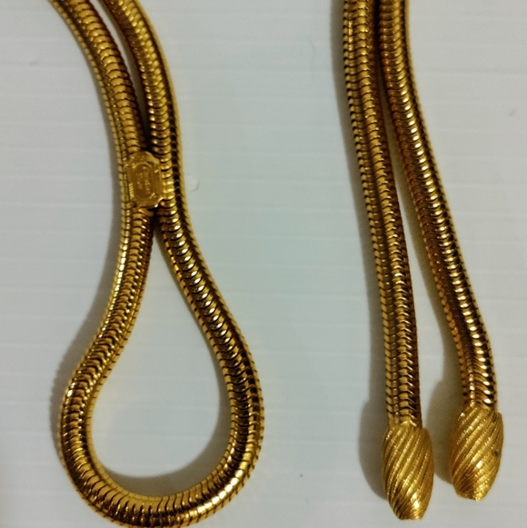Christian Dior Vintage Gold Metal Tassel Belt Signed main image 4